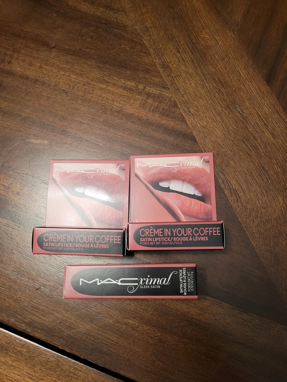 Set Of 3 MAC Cosmetics Crème In Your Coffee Satin Lipstick - Midtone Pink Brown